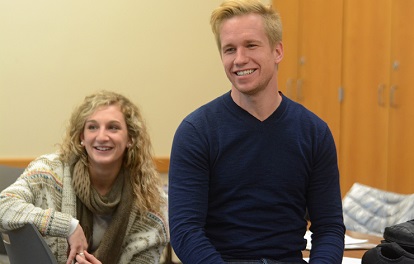 a male and a female student in a classroom